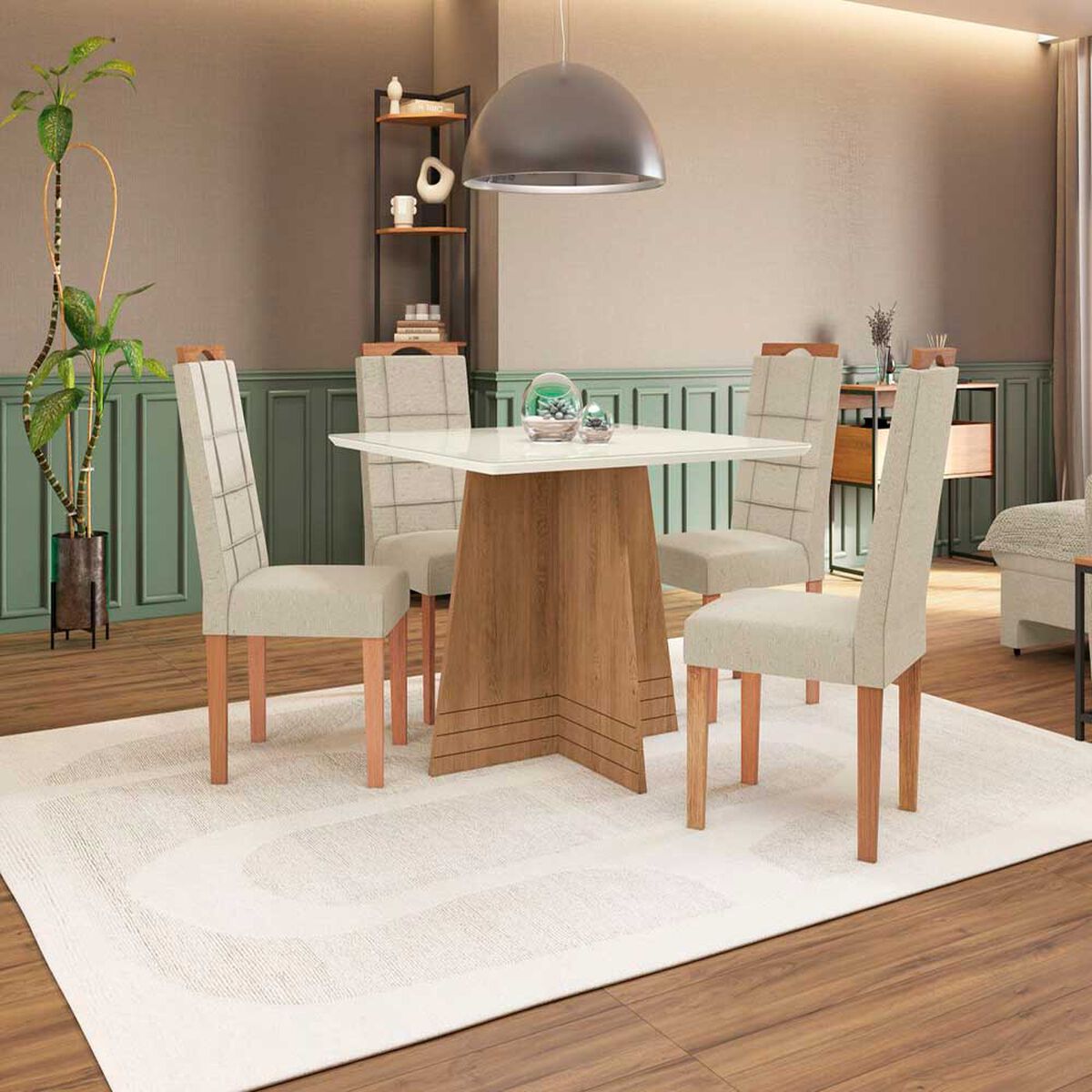 Comedor Yardas Pizza 4 Sillas Off White