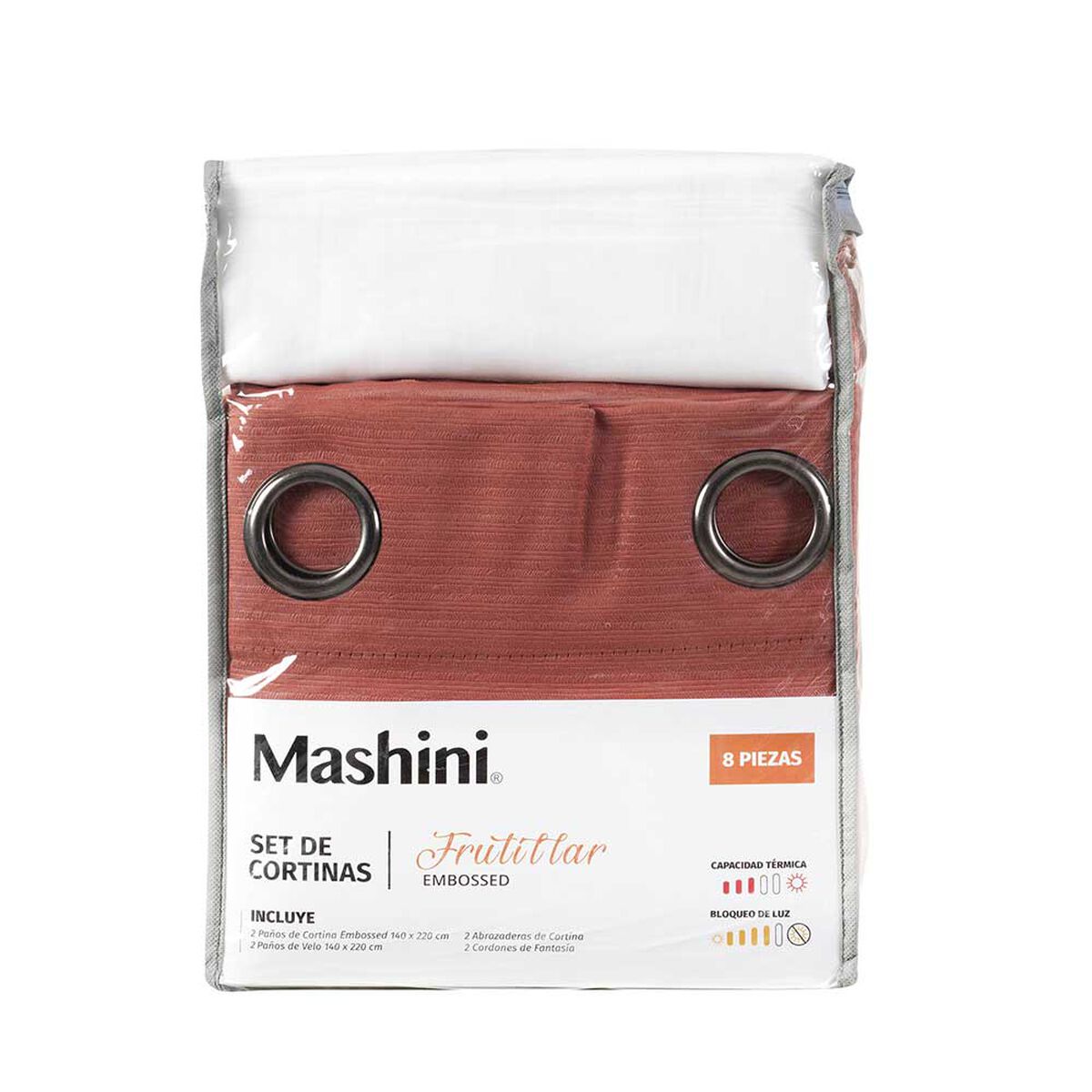 Set de Cortinas Mashini Frutill 140 x 220 cm Terra