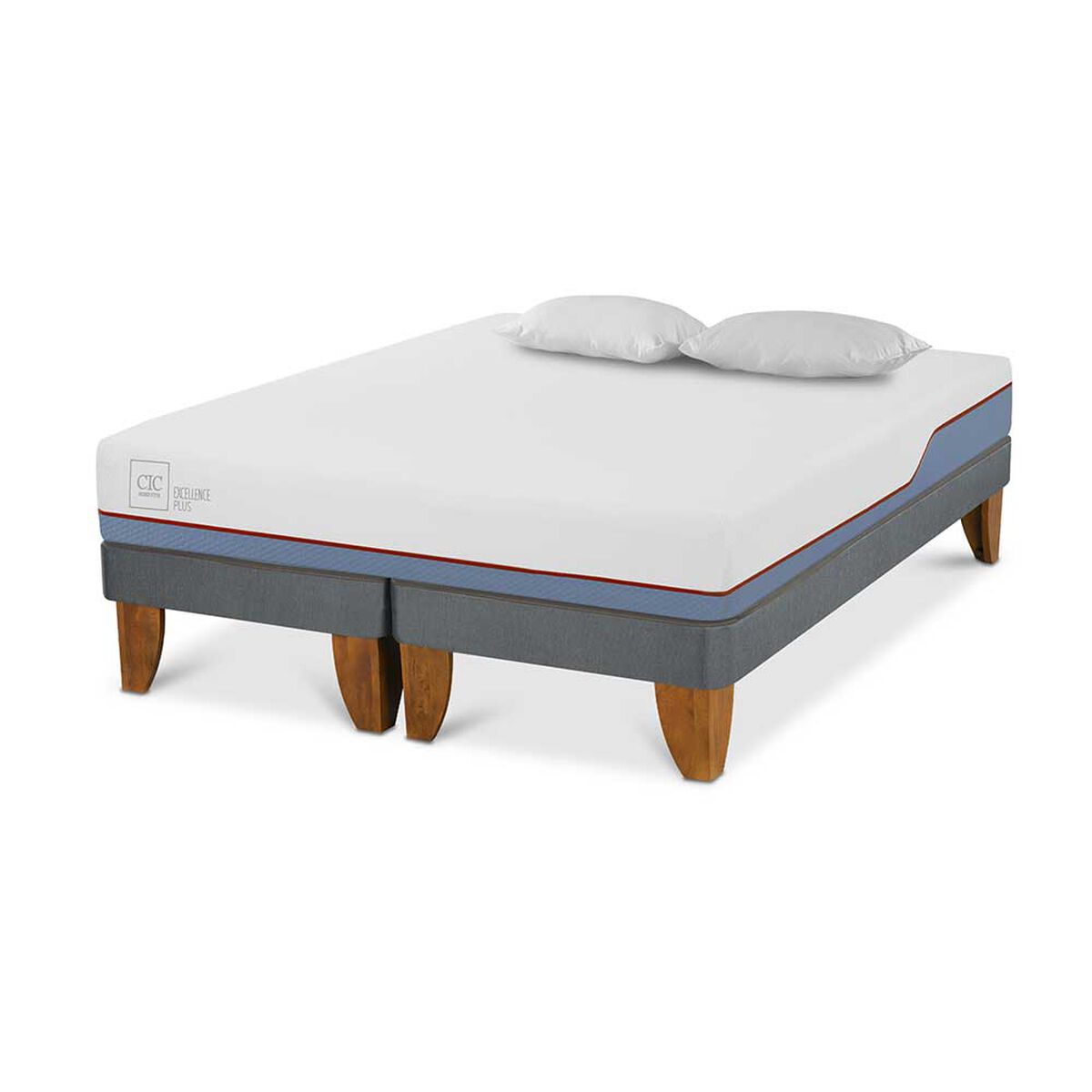 Cama Europea CIC Base Dividida 2 Plazas Excellence Plus + 2 Almohadas