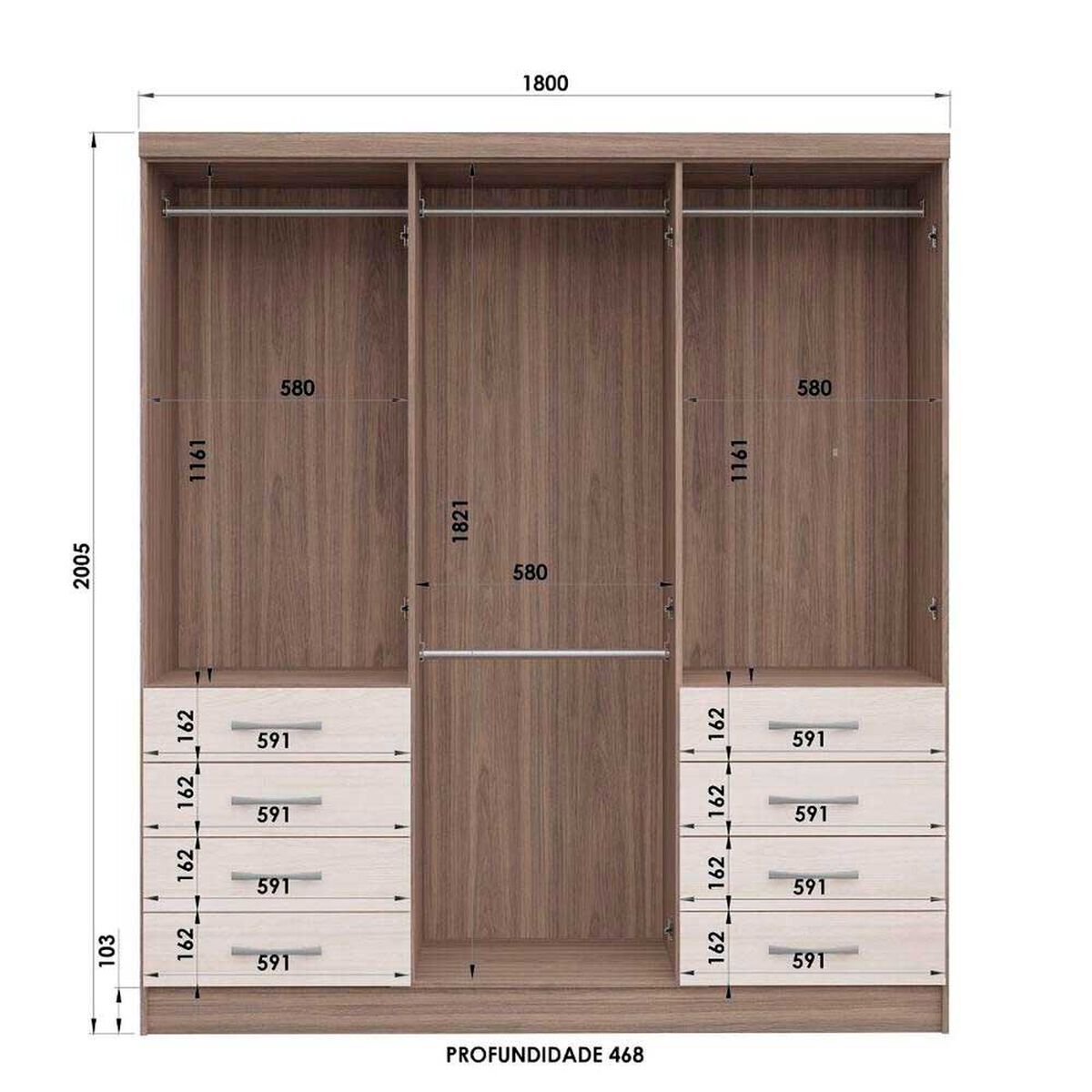 Cl&oacute;set Y338 6 Puertas 8 Cajones