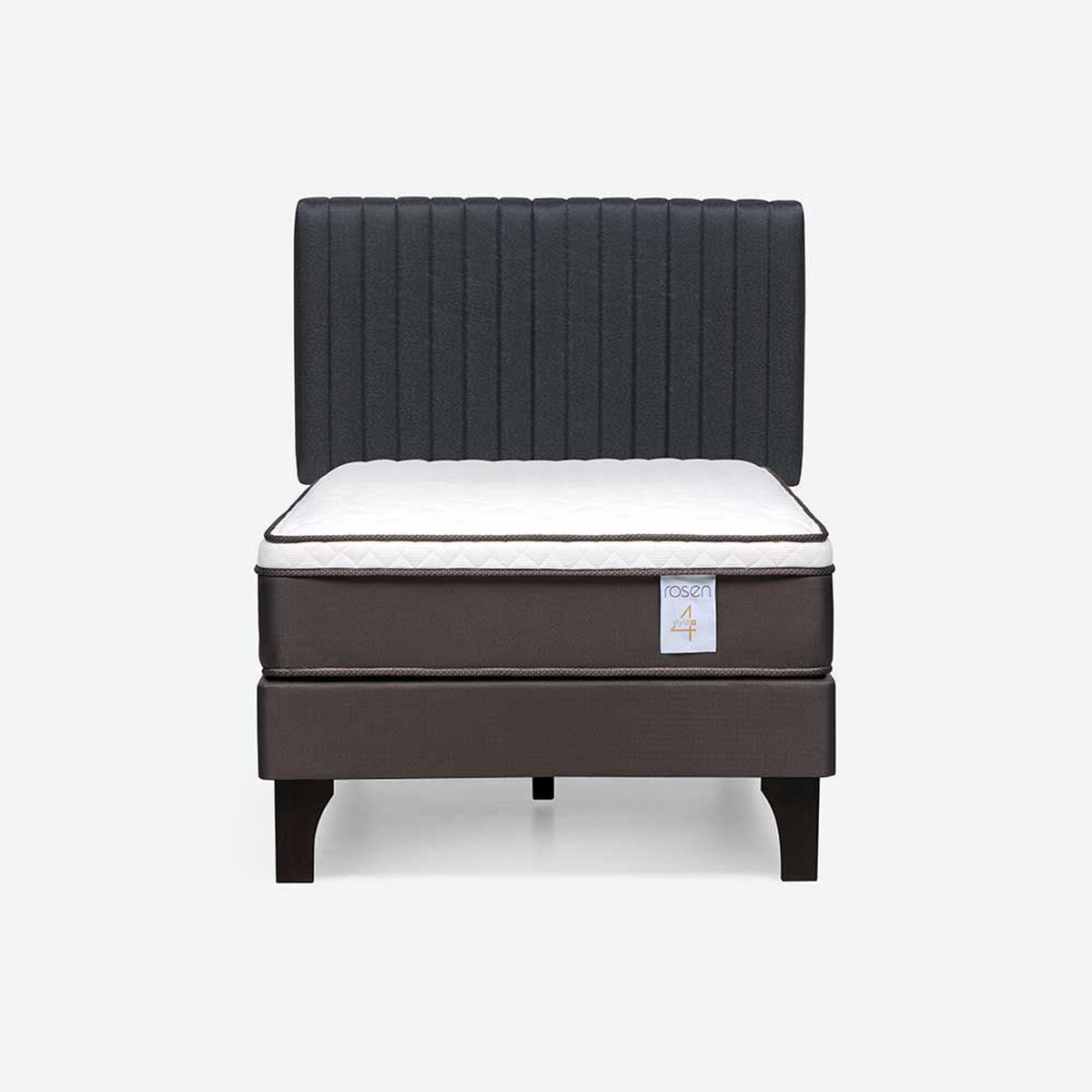 Cama Europea Rosen 1,5 Plazas New Style 4 + Respaldo Grafito