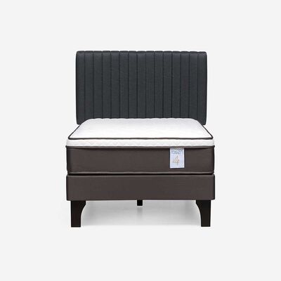 Cama Europea Rosen 1,5 Plazas New Style 4 + Respaldo Grafito