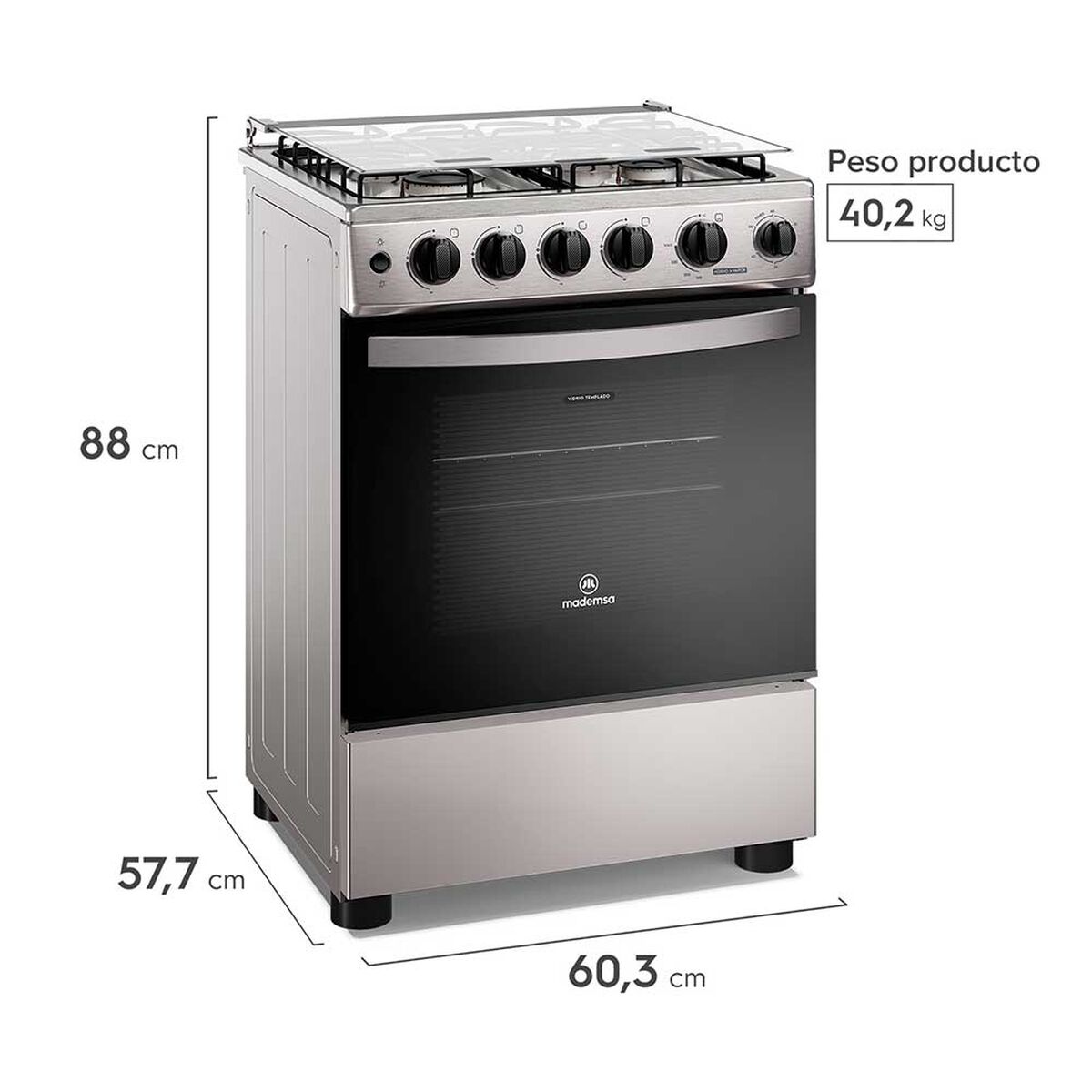Cocina a Gas Mademsa FM4PSC 4 platos Inox