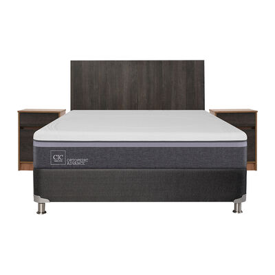 Box Spring CIC 2 Plazas Ortopedic Advance + Respaldo + 2 Veladores