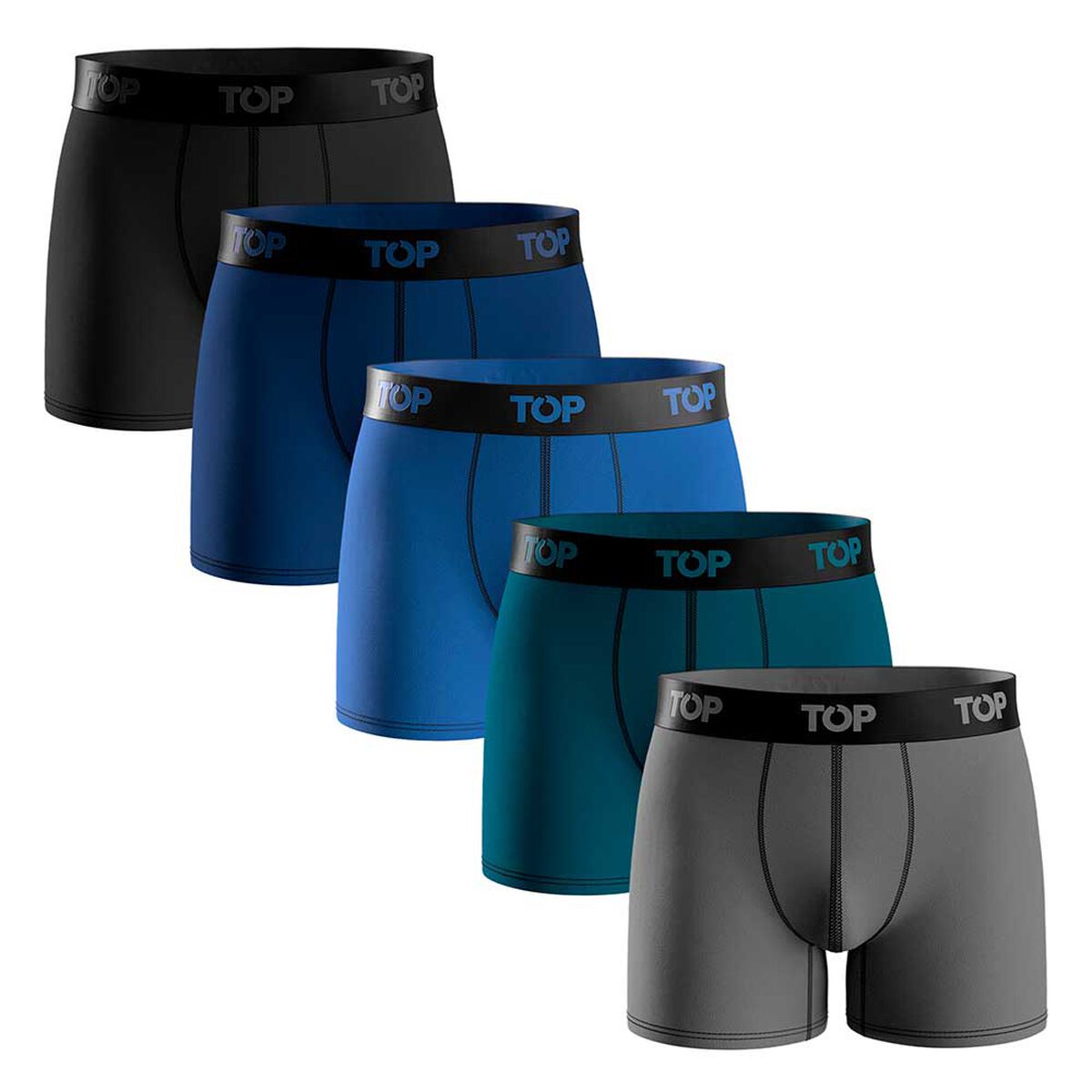 Pack 5 B&oacute;xers Medios Algod&oacute;n Hombre Top
