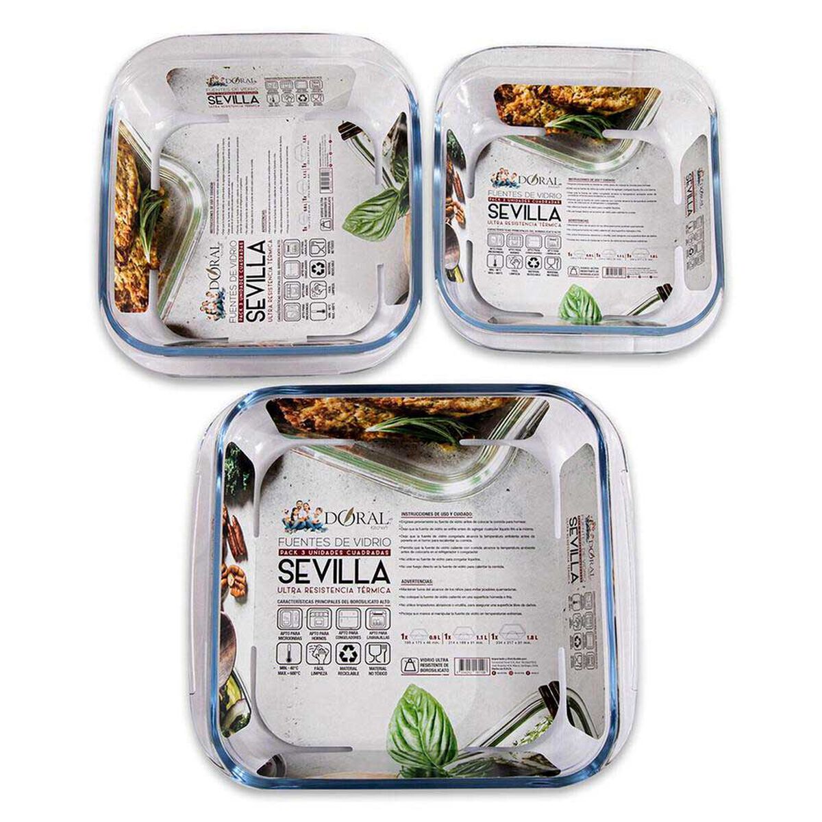 Set 3 Fuentes Vidrio Doral Sevilla