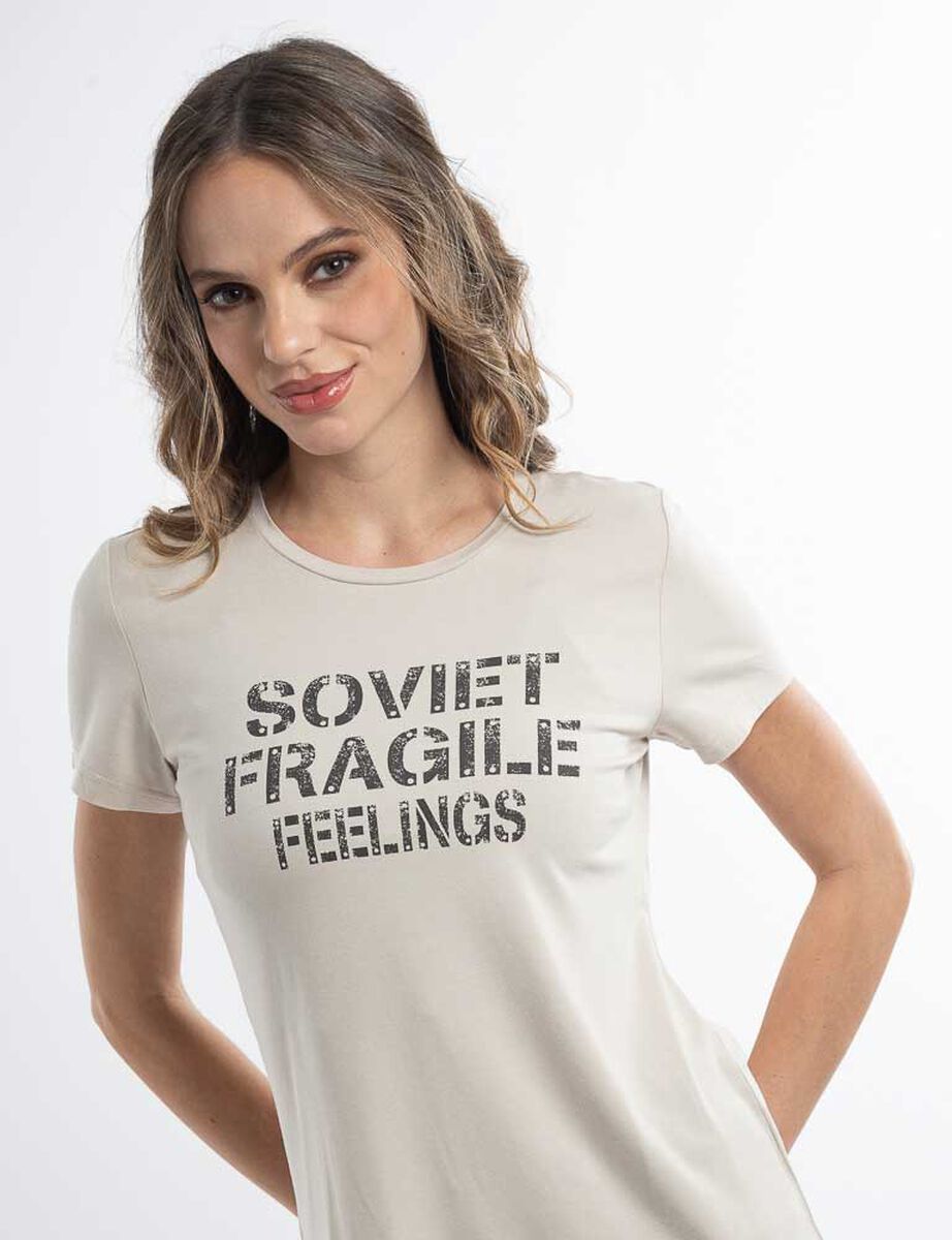 Polera Con Estampado Manga Corta Mujer Soviet