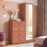 Cómoda Onessta Estilo 1 Puerta 4 Cajones Jatoba