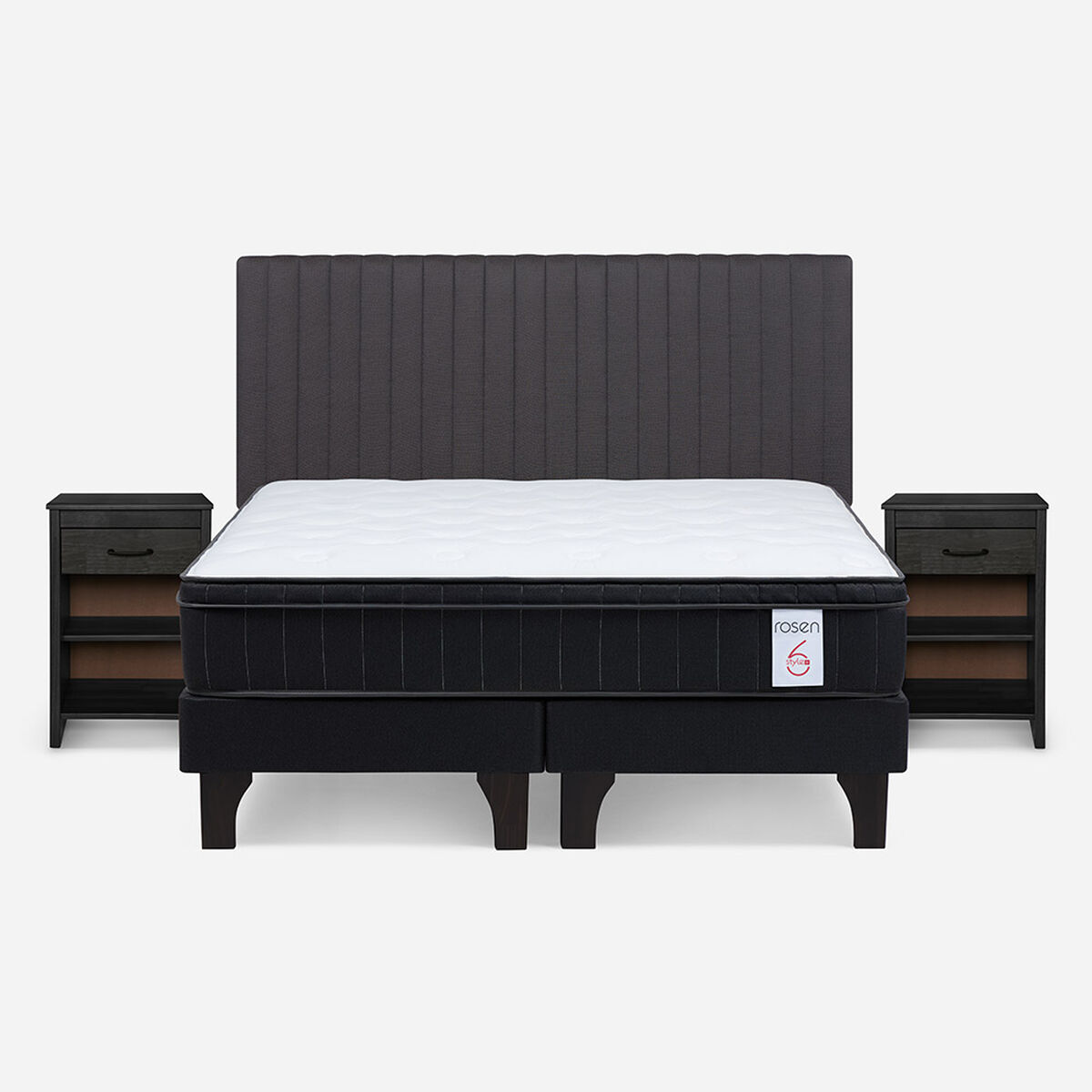 Cama Europea Rosen 2 Plazas New Style 6 Plus + Set Muebles Lucio