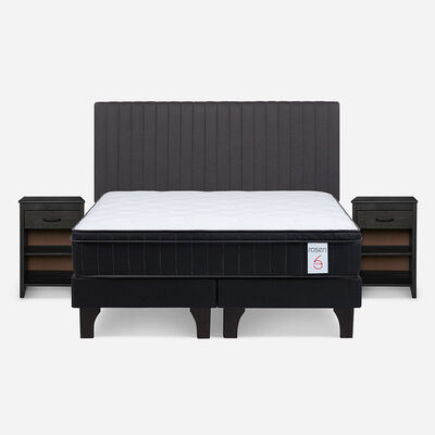 Cama Europea Rosen 2 Plazas New Style 6 Plus + Set Muebles Lucio