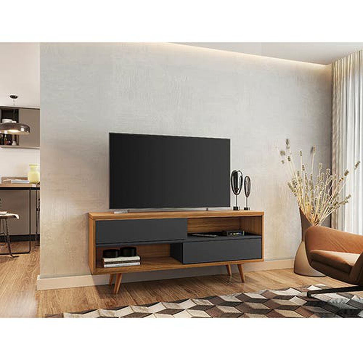 Rack TV Home Mobili Salom Hasta 50" Negro Nogal