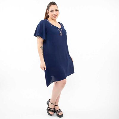 Vestido Corto Superlindas Liso Manga Corta Mujer Extralindas