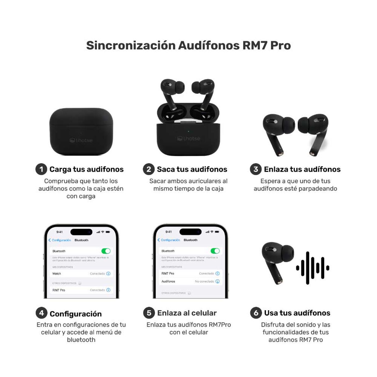 Kit Smartwatch Lhotse Vibe 05 Black + Audífonos Negro