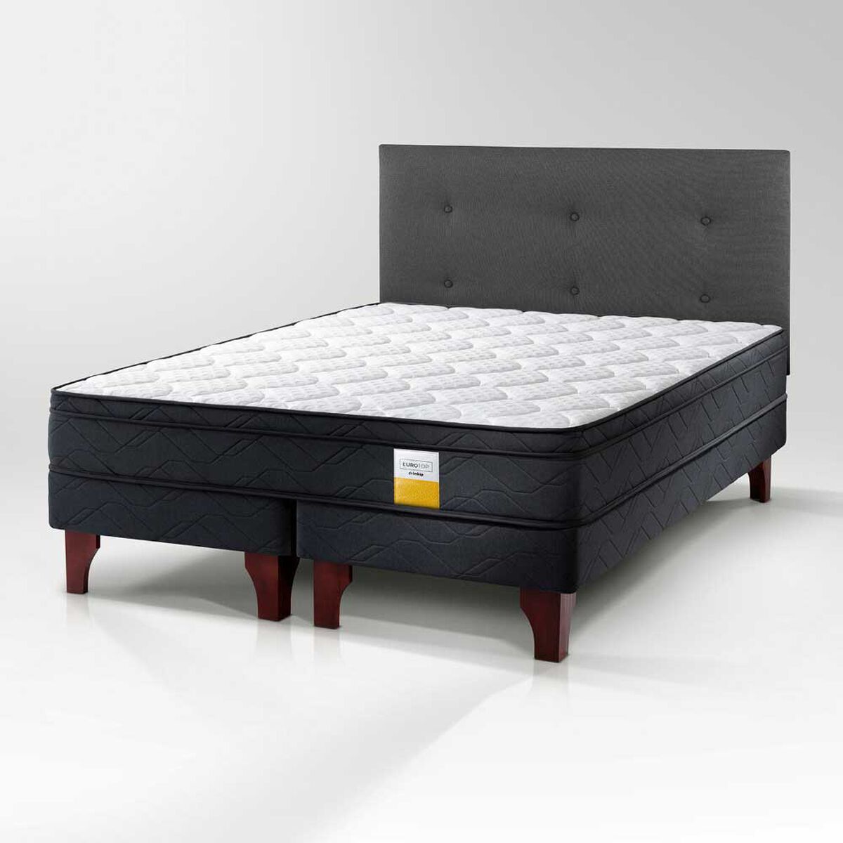 Cama Europea Drimkip 2 Plazas Eurotop Base Dividida + Respaldo Royal