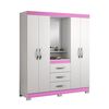 Clóset Home Mobili Cavic 4 Puertas 3 Cajones Blanco Rosa