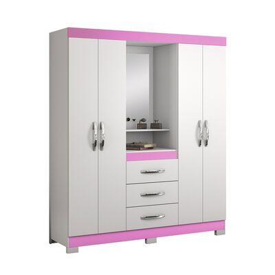 Imagen 2 del producto Clóset Home Mobili Cavic 4 Puertas 3 Cajones Blanco Rosa