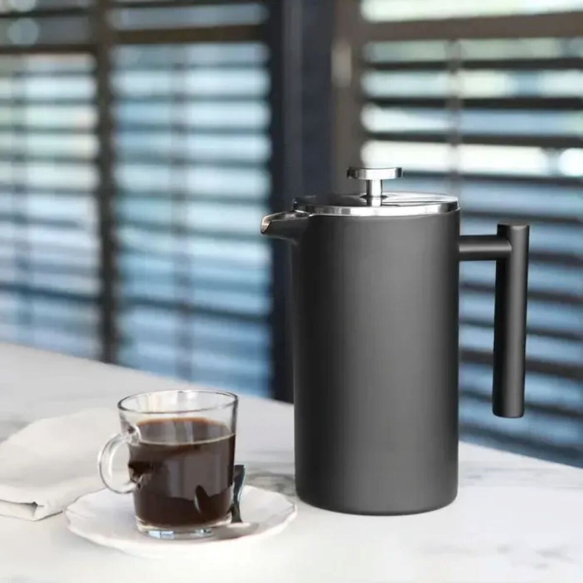 Cafetera Prensa Francesa Simple Cook Bolonia Negra