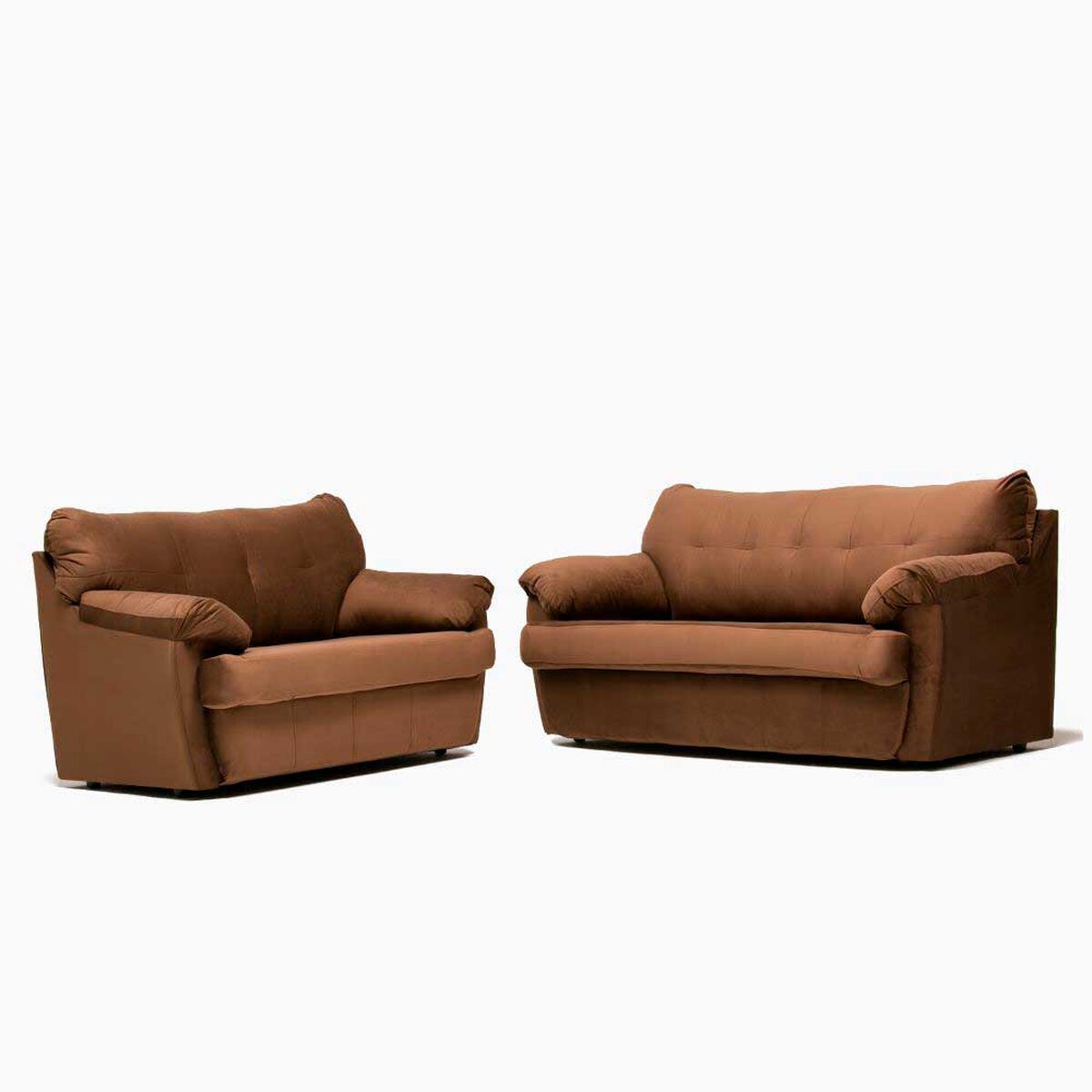 Juego de Living Cabsur Caburga Sof&aacute; 3 Cuerpos + Sof&aacute; 2 Cuerpos Felpa Chocolate