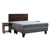 Cama Europea Celta Base Dividida 2 Plazas Cadiz + Respaldo + 2 Veladores Castilla Café
