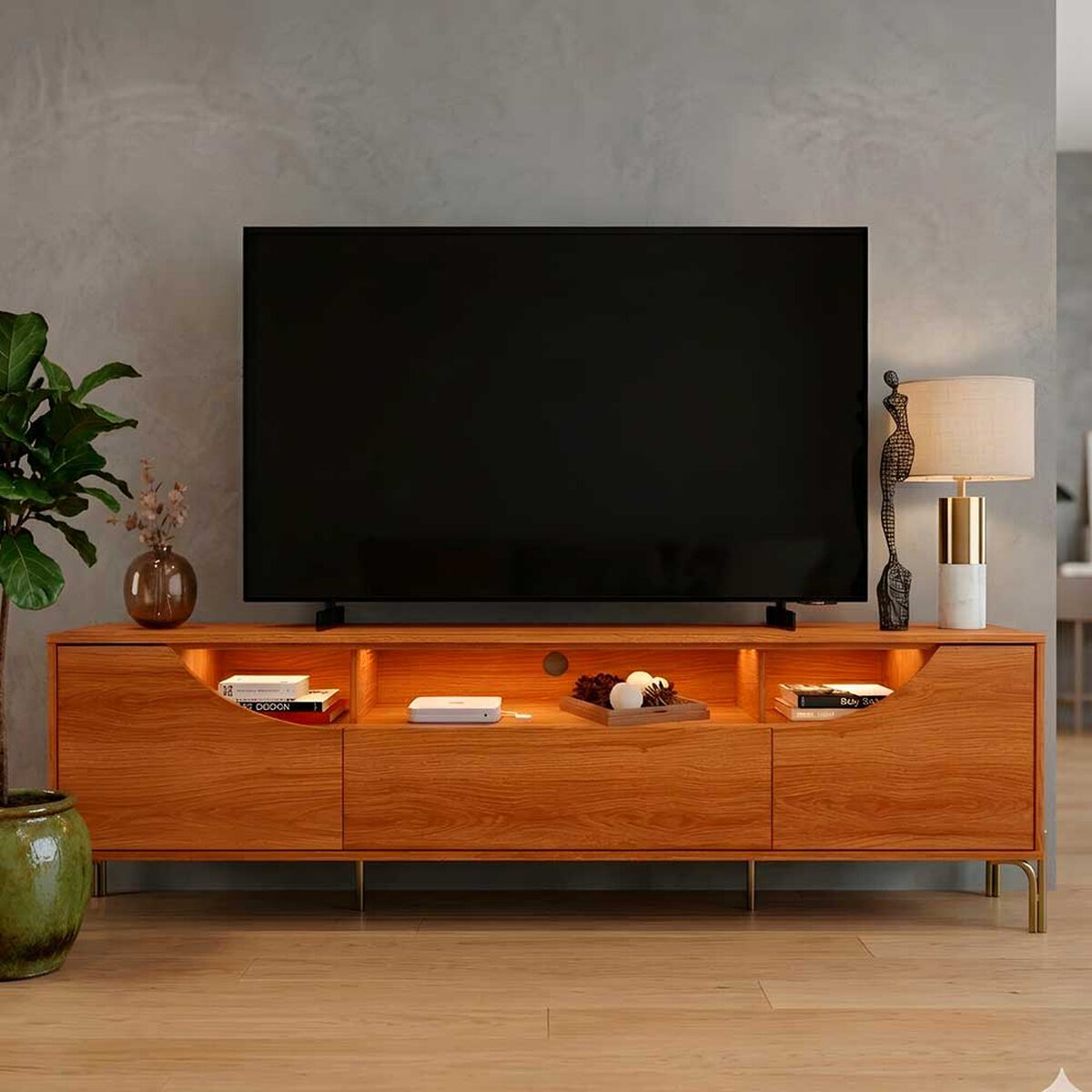Rack TV Onessta Albi hasta 85" Jequitiba
