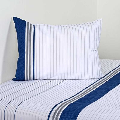 Juego de Sábanas American Family 1 Plaza 144 Hilos Marino Piedra