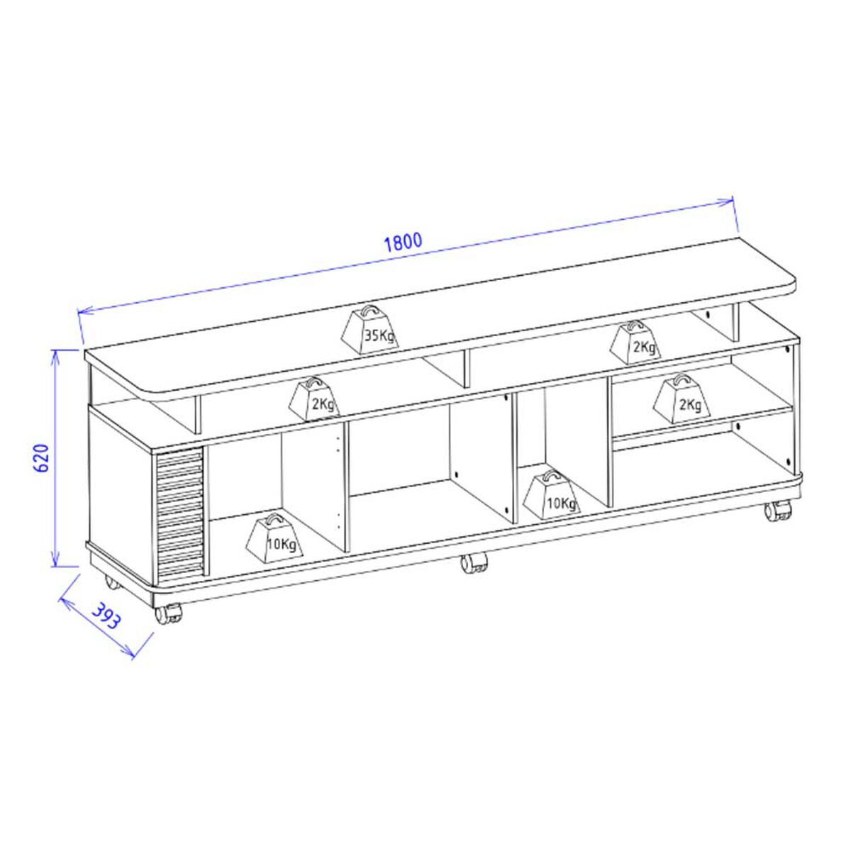 Rack TV Onessta Jurere Rack Hasta 75" Café y Verde