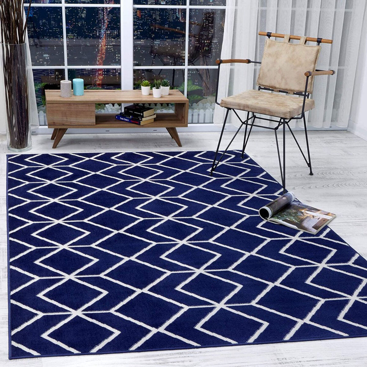 Alfombra Modalfo Kashan King 153 x 213 cm Azul Marino