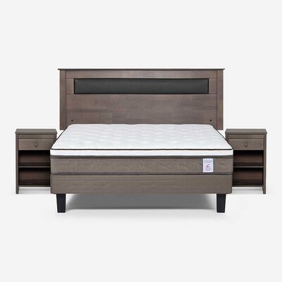 Imagen 1 del producto Cama Europea Rosen 2 Plazas New Style 6 + Respaldo Ferrera Gris + 2 Veladores