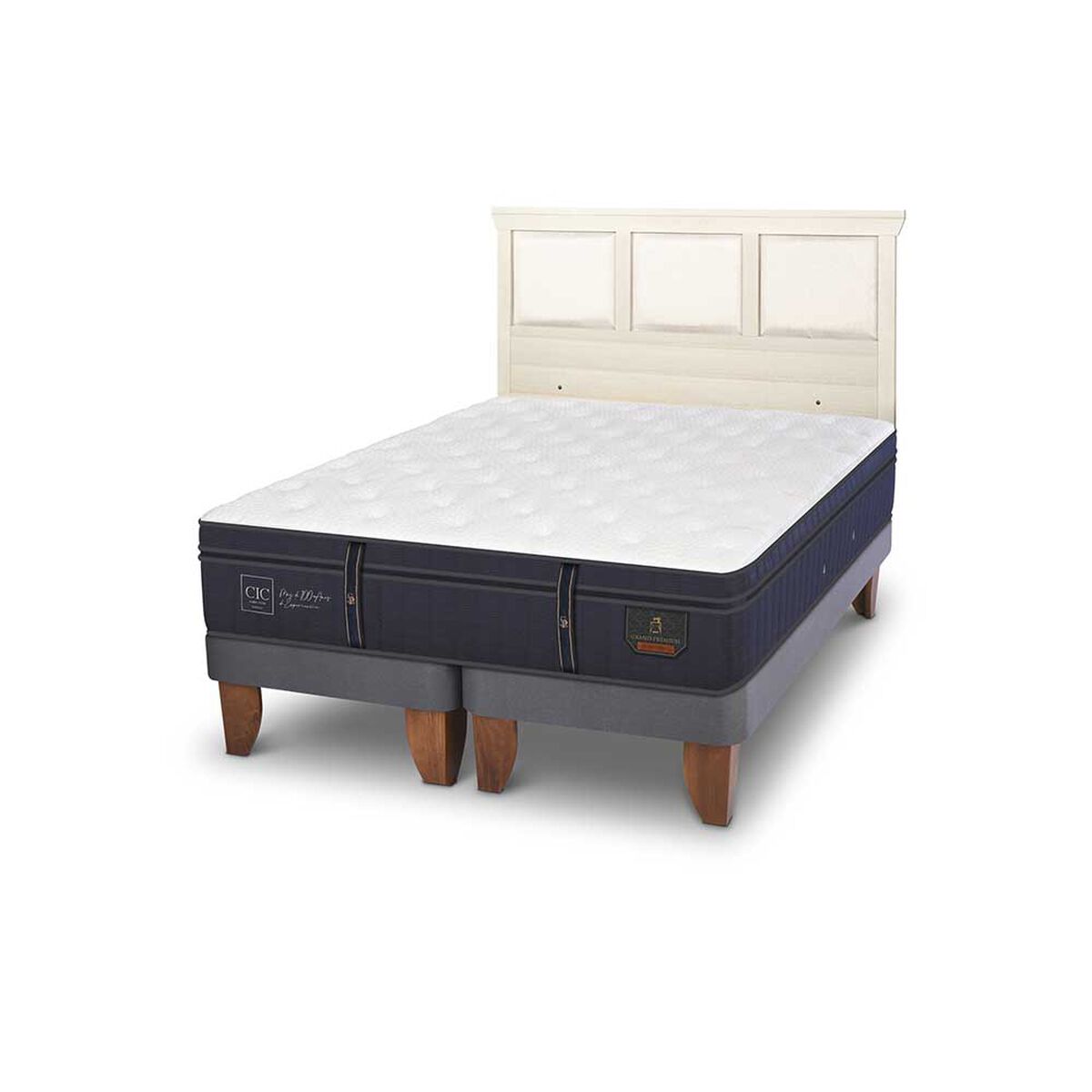 Cama Europea CIC Base Dividida 2 Plazas Grand Premium + Respaldo Torino Alpino