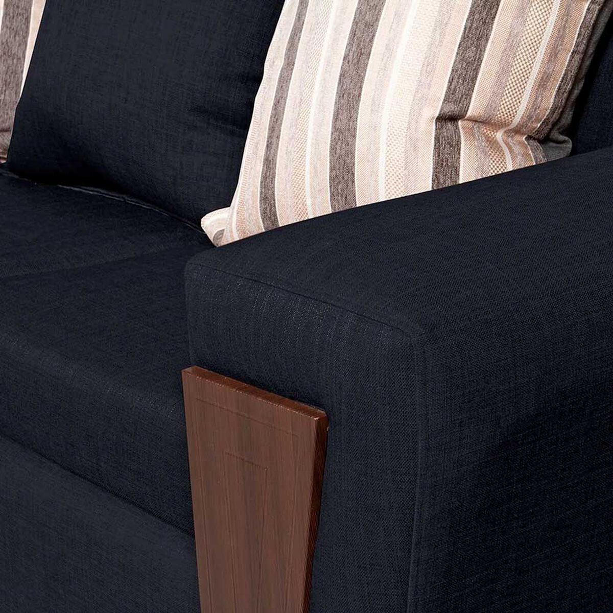 Juego de Living Ruzam Mobel Creta Sof&aacute; 3 Cuerpos + Dos Sillones 1 Cuerpo Lino Negro