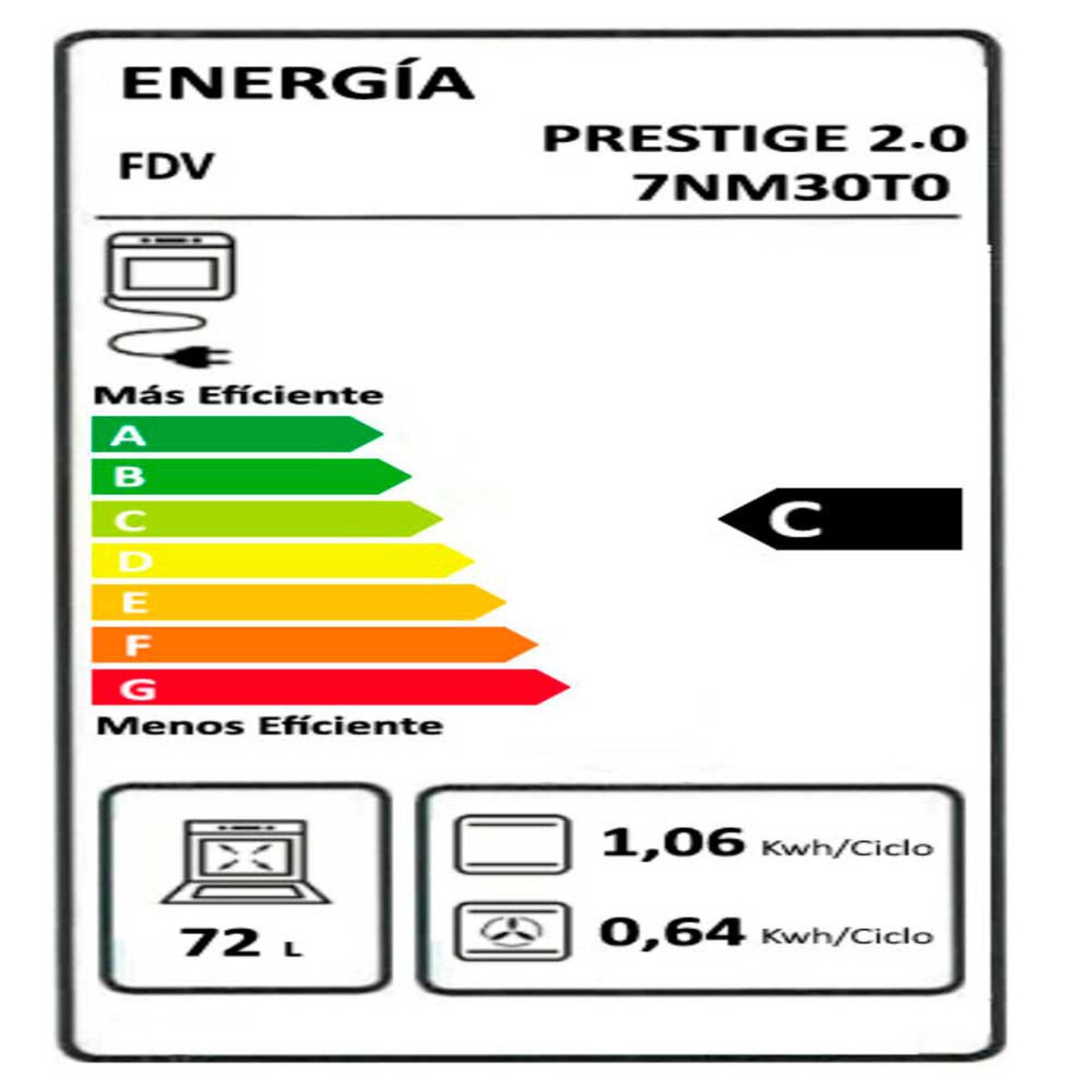 Horno Empotrado Fdv Prestige 72 lts.