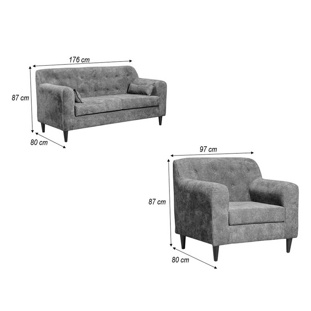 Juego de Living Innovamuebles Dali Sofá 3 Cuerpos + Dos Sillones 1 Cuerpo Mostaza