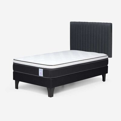 Imagen 2 del producto Cama Europea Rosen 1 Plaza New Style 6 + Respaldo Grafito