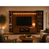 Rack TV 80" + Panel Neon Float LED + Vitrinas 2 Puertas + Repisas Decocasa Canela