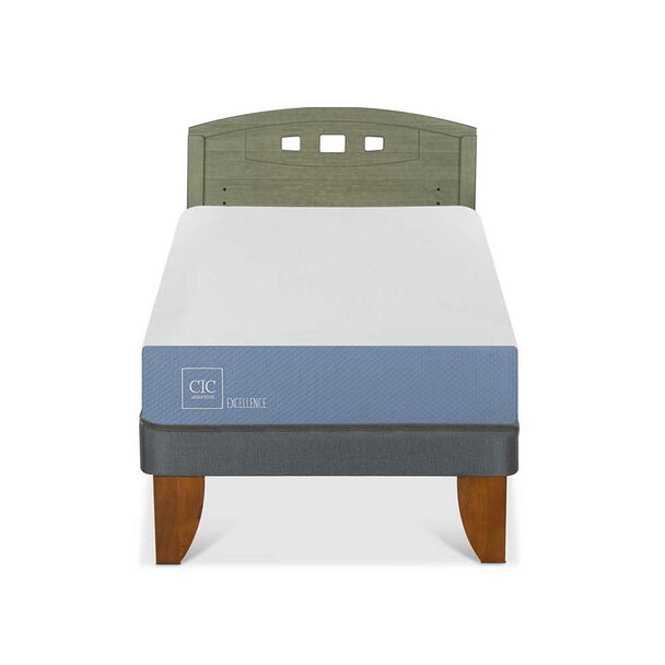 Cama Europea CIC 1 Plaza Excellence + Respaldo Gales Olivo