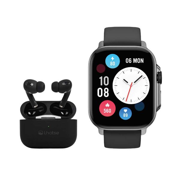 Kit Smartwatch Lhotse Connect S03 Black + Audífonos RM7