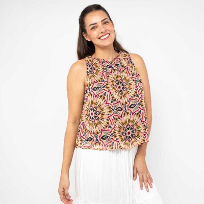 Blusa Estampada Sin Mangas Mujer Alma Color-1