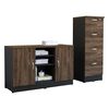 Combo Archivador 4 Cajones + Gabinete 2 Puertas TuHome Home Office Negro Soft-Co&ntilde;ac