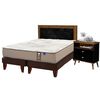 Combo Cama Europea Flex Base Dividida 2 Plazas Dual Sensity + Respaldo + 2 Veladores Dreams Treliza Negro