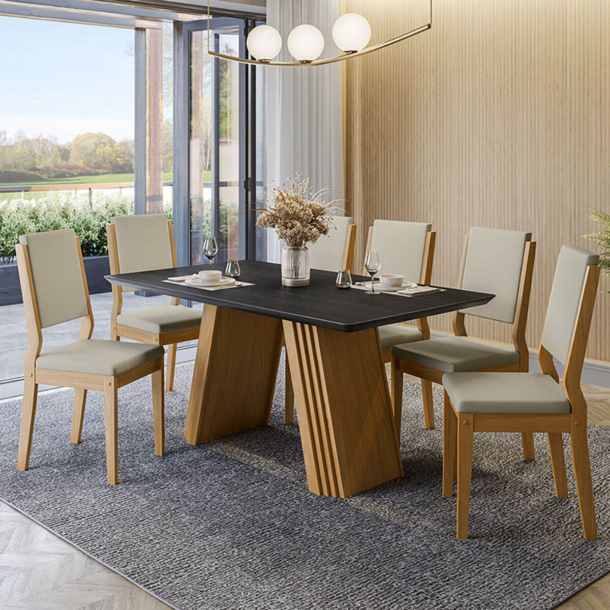 Juego de Comedor VekkaHome Fer 6 Sillas Gris