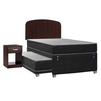 Cama Nido Celta 1,5 Plazas Atlantis Black + Respaldo + Velador Asturias