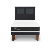 Cama Europea CIC 1,5 Plazas Ortopedic + Respaldo Torino Negro