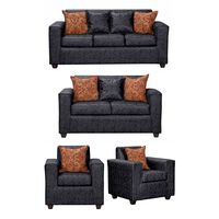 Juego de Living Black Factory Ezeiza Sofá 3 Cuerpos + Sofá 2 Cuerpos + Dos Sillones 1 Cuerpo Negro