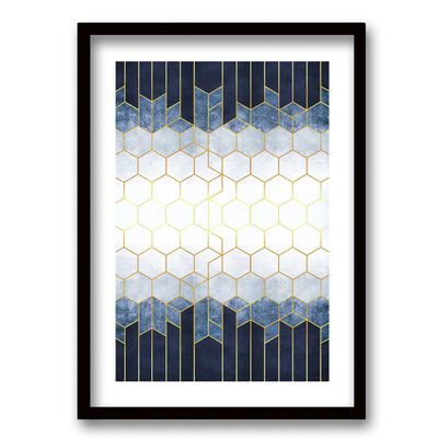 Cuadro Decorativo Retela Hexagonos Azul 70 x 50 cm