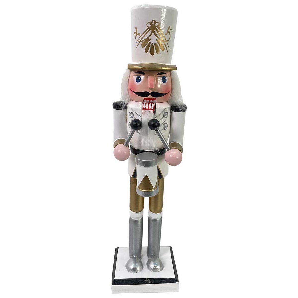 Muñeco Cascanueces Decorativo Navideño Santini Plata 30 cm