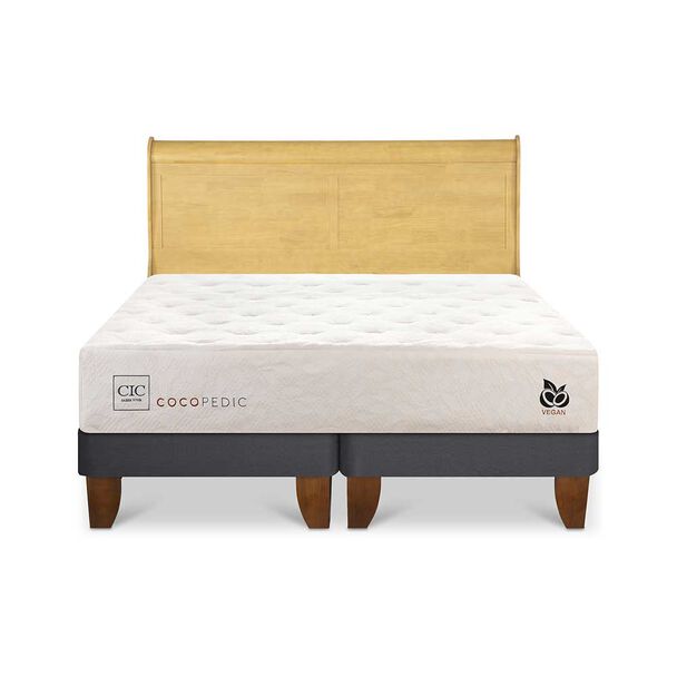 Cama Europea CIC Base Dividida King Cocopedic + Respaldo Miro Mostaza