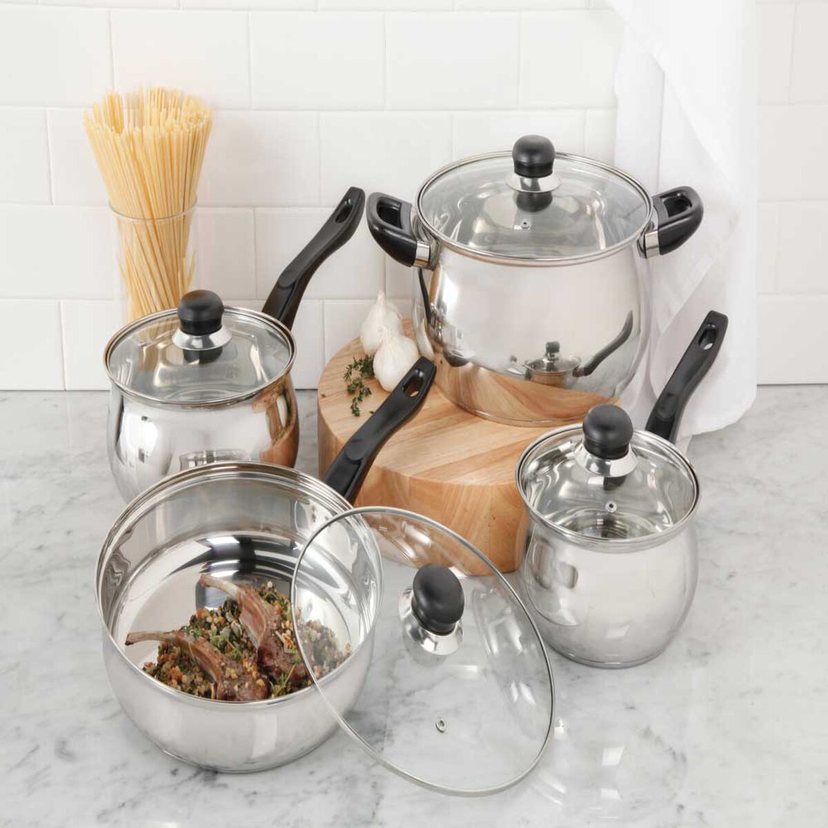 Batería de Cocina Acero Inoxidable Oster Rametto 8 Piezas