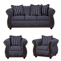 Juego de Living Black Factory Sofia Sofá 3 Cuerpos + Dos Sillones 1 Cuerpo Marengo