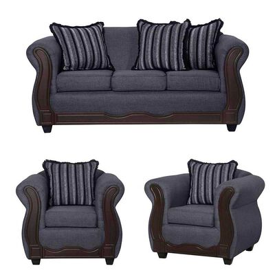 Imagen 1 del producto Juego de Living Black Factory Sofia Sofá 3 Cuerpos + Dos Sillones 1 Cuerpo Marengo