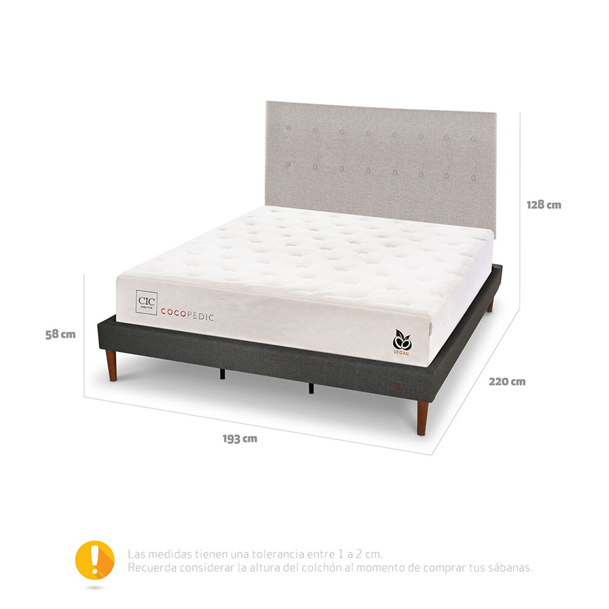 Cama Europea CIC Base Normal King Cocopedic